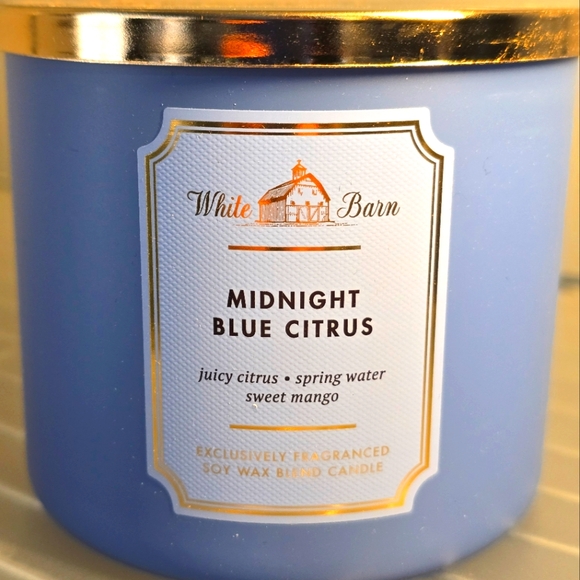 Midnight Blue Citrus Premium LUX Scent 3-wick Candle White Barn Bath&Body Works! - Picture 1 of 4